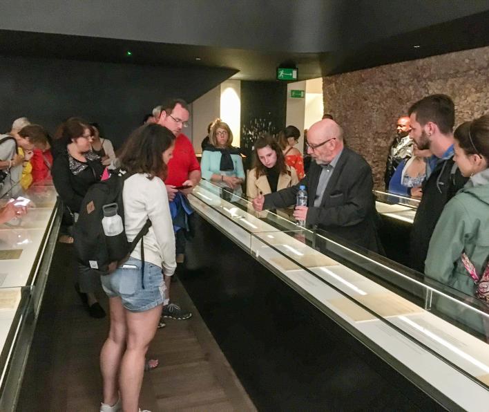 Salem State Students tour the Jewish Historical Institute in Warsaw, Poland with Director Pawel Spiewak as part of the 2018 study and travel course on the Holocaust in Germany, Austria and Poland.
