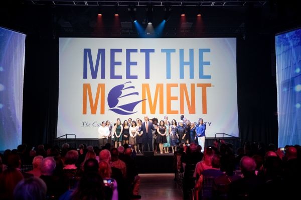 Salem State community members on stage at the Meet the Moment campaign launch event on May 6, 2023.