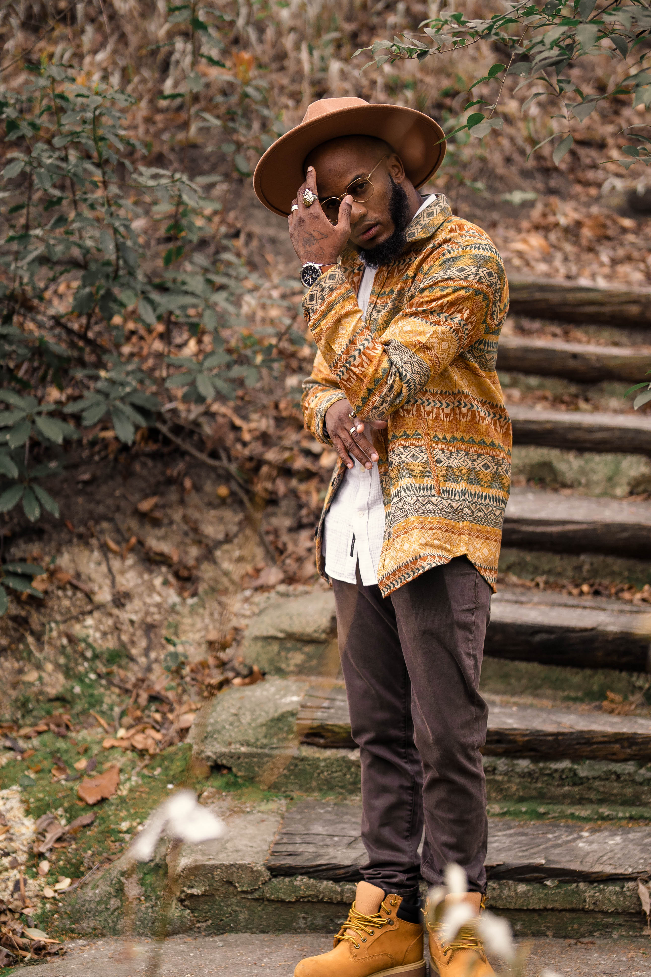 Jarell Howard Rochelle standing in front of stairs