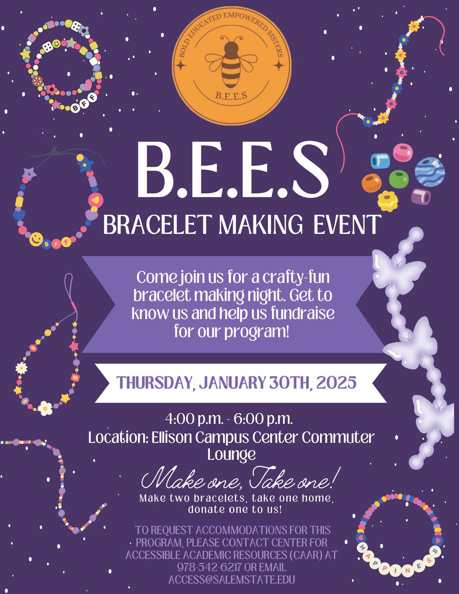 Flyer for the B.E.E.S. Bead and Bond event