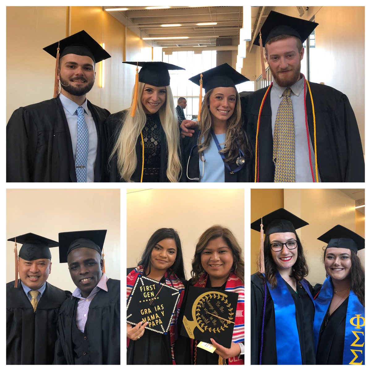 Students in caps and gowns at commencement