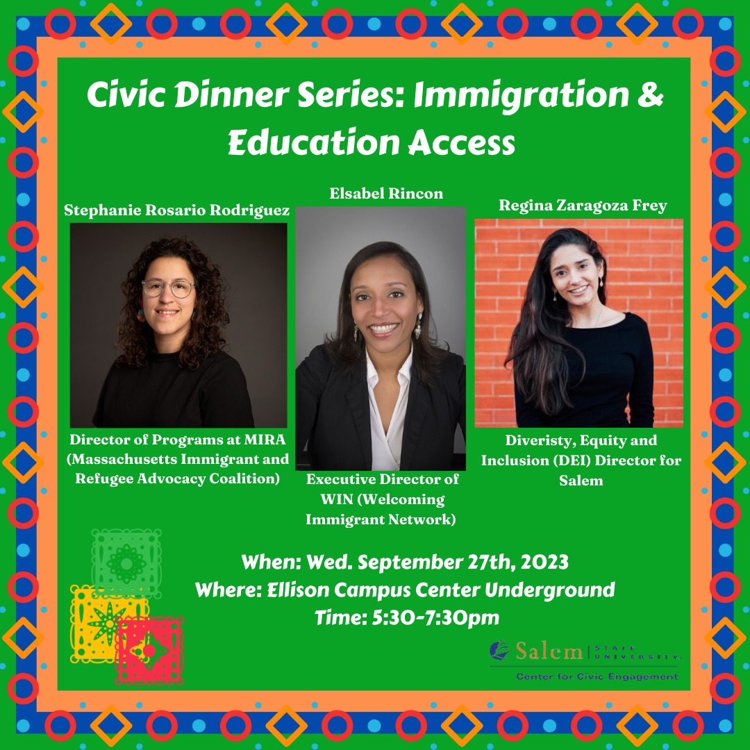 Civic Dinner Immigration and Education Access with the images of the guest advo…