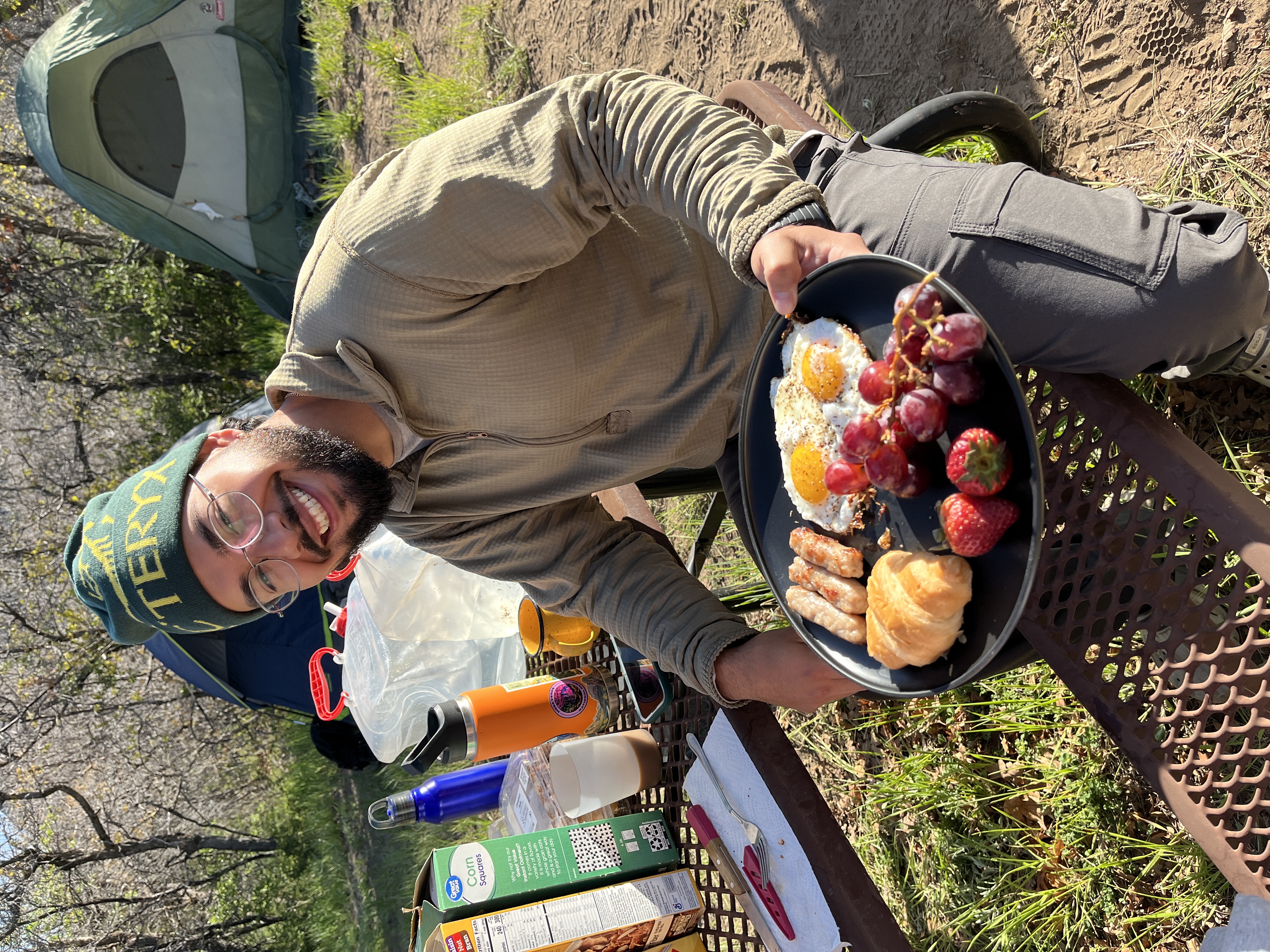 Danny with his camp breakfast – we ate well