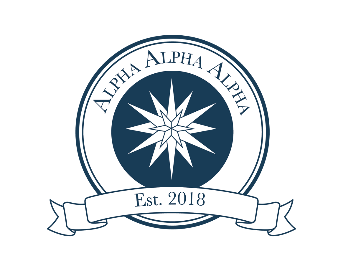 Tri-Alpha Logo with the words Alpha Alpha Alpha established 2018 surrounding a multi-pointed star