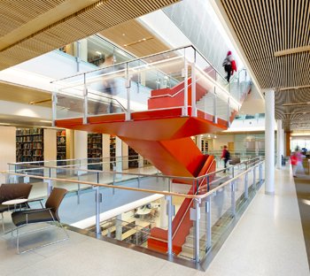 The Stairwell on the second floor of the Frederick E. Berry Library at Salem State University