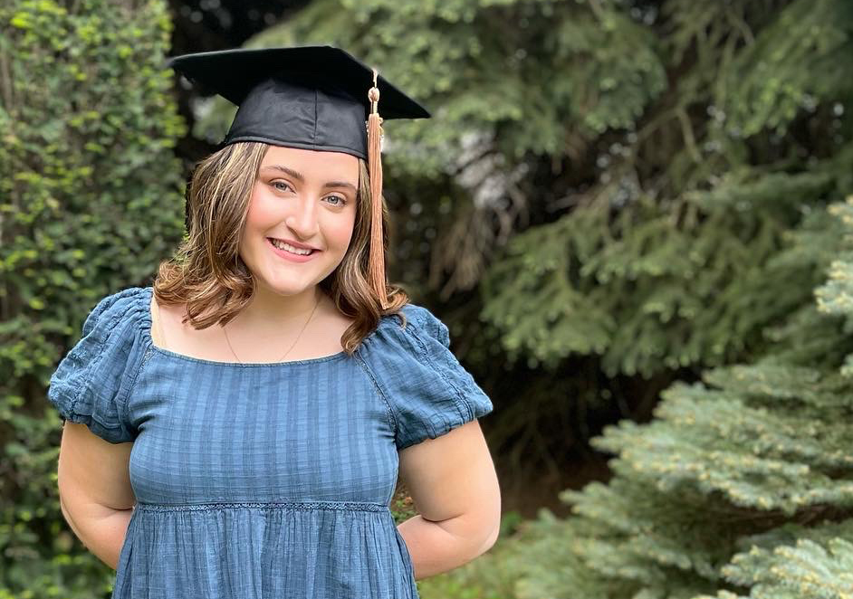 Marguerite Ortiz '22 in her graduation cap