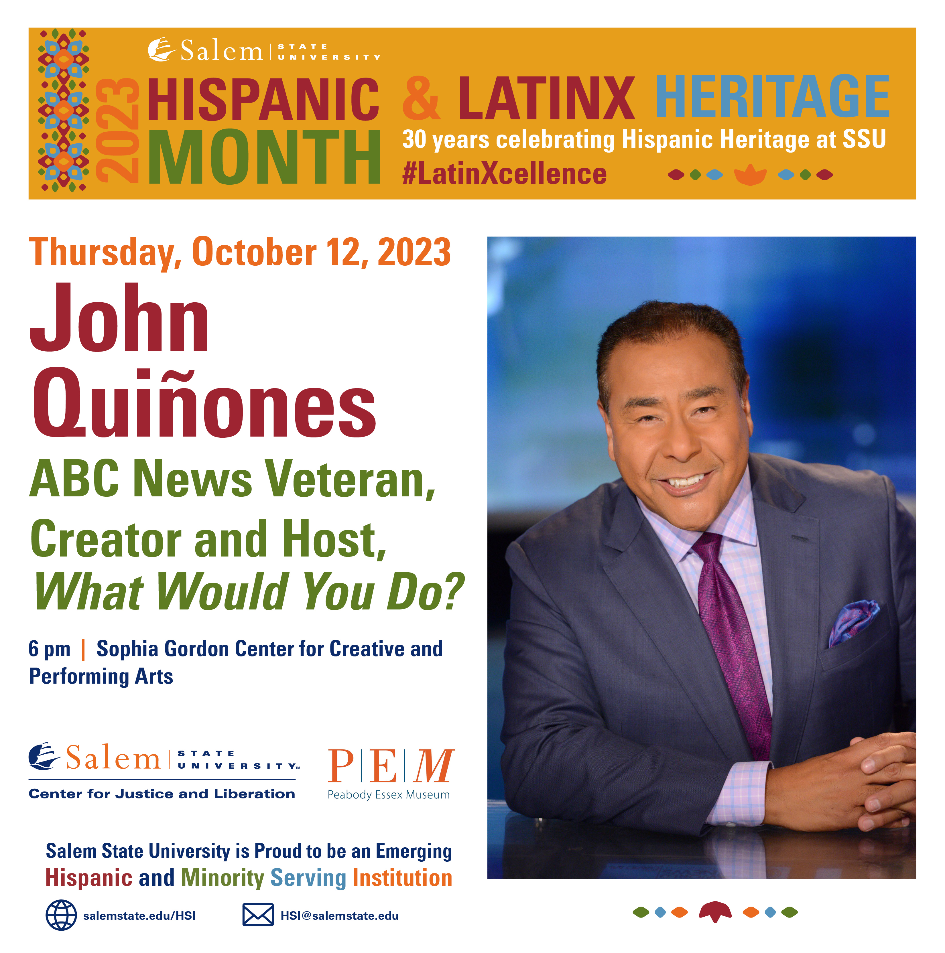 Hispanic and Latinx Heritage Month Keynote Speaker, John Quiñones