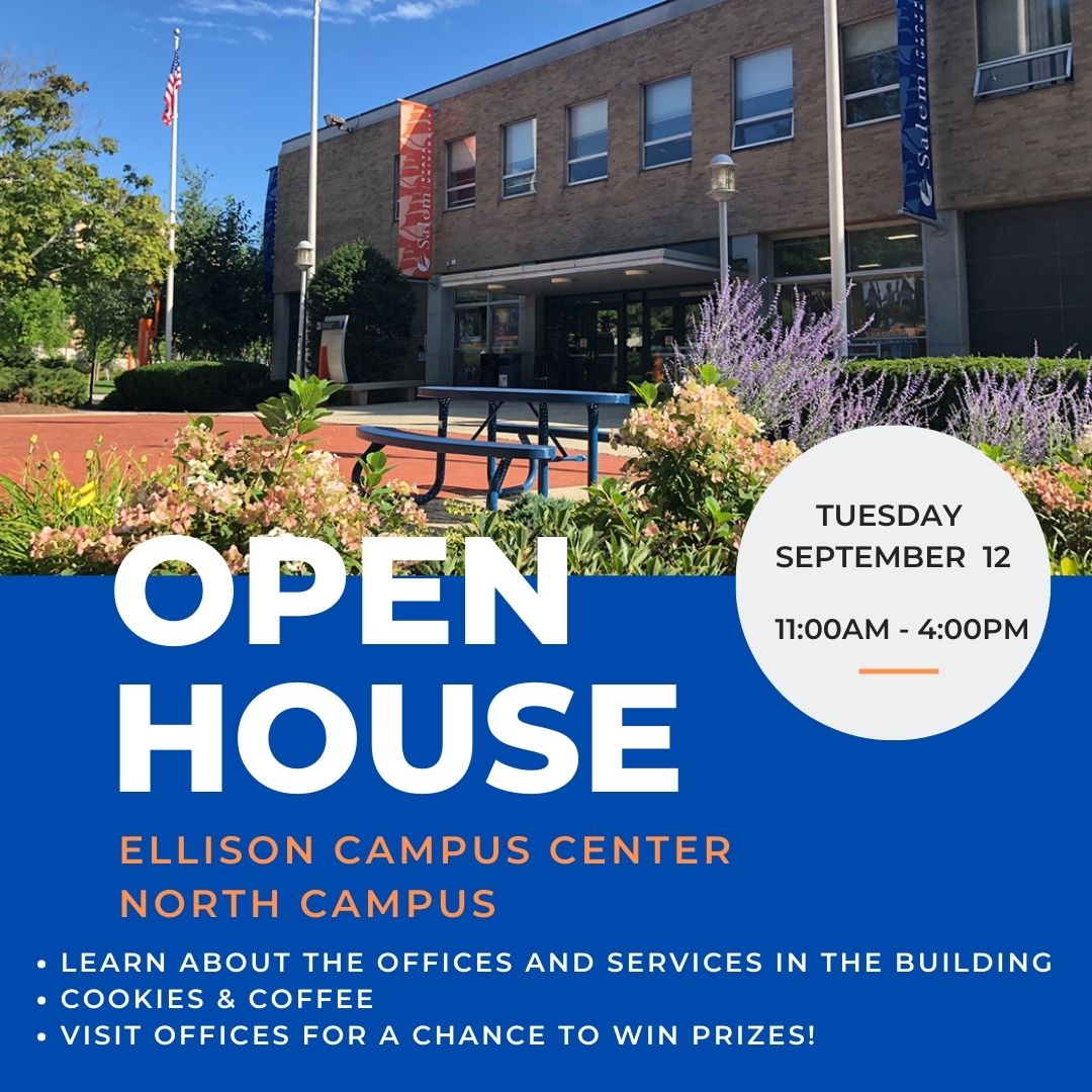 picture of the Ellison Campus Center with event details listed - date, time, lo…