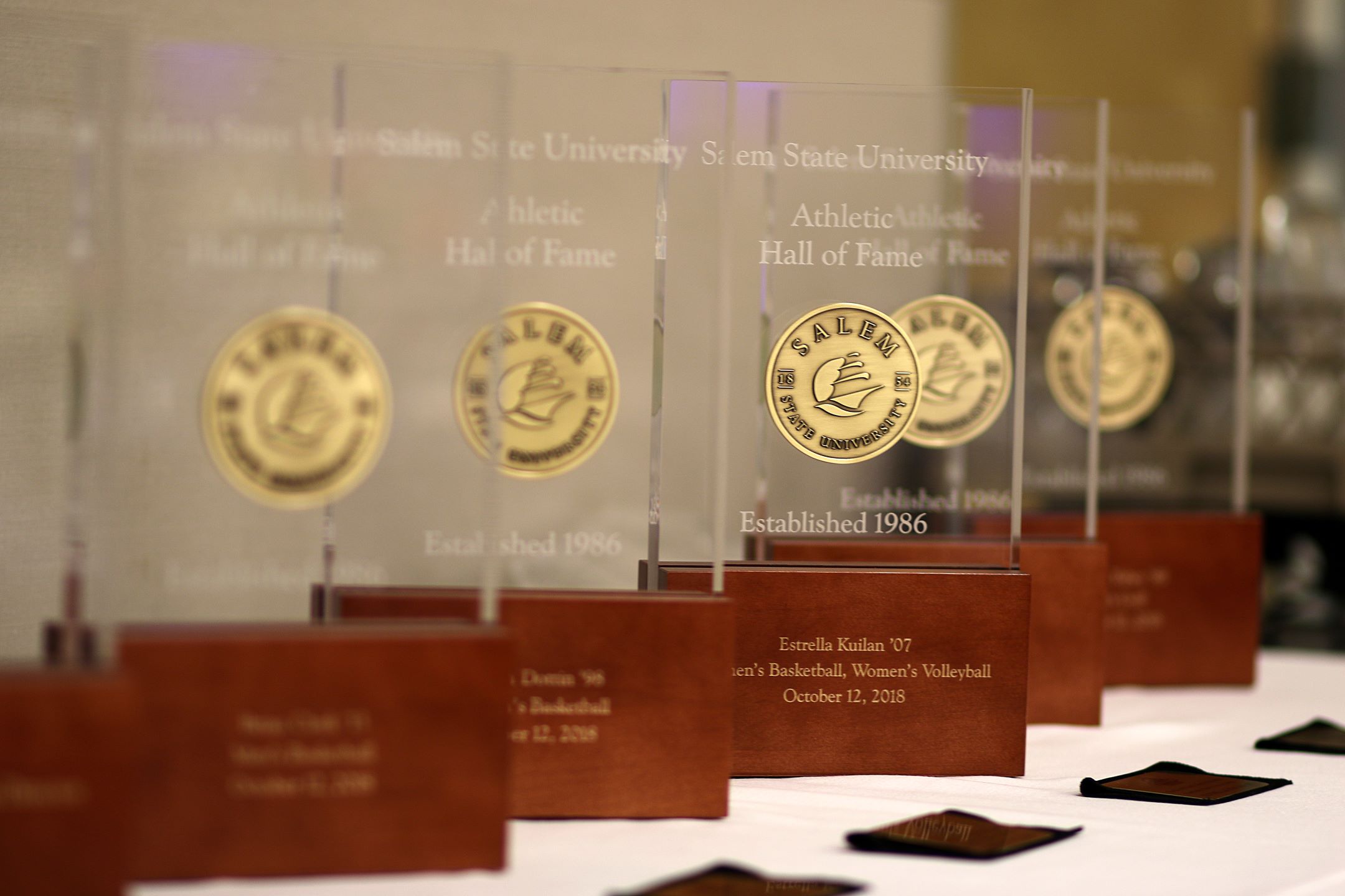 Athletic Hall of Fame Awards displayed at the ceremony