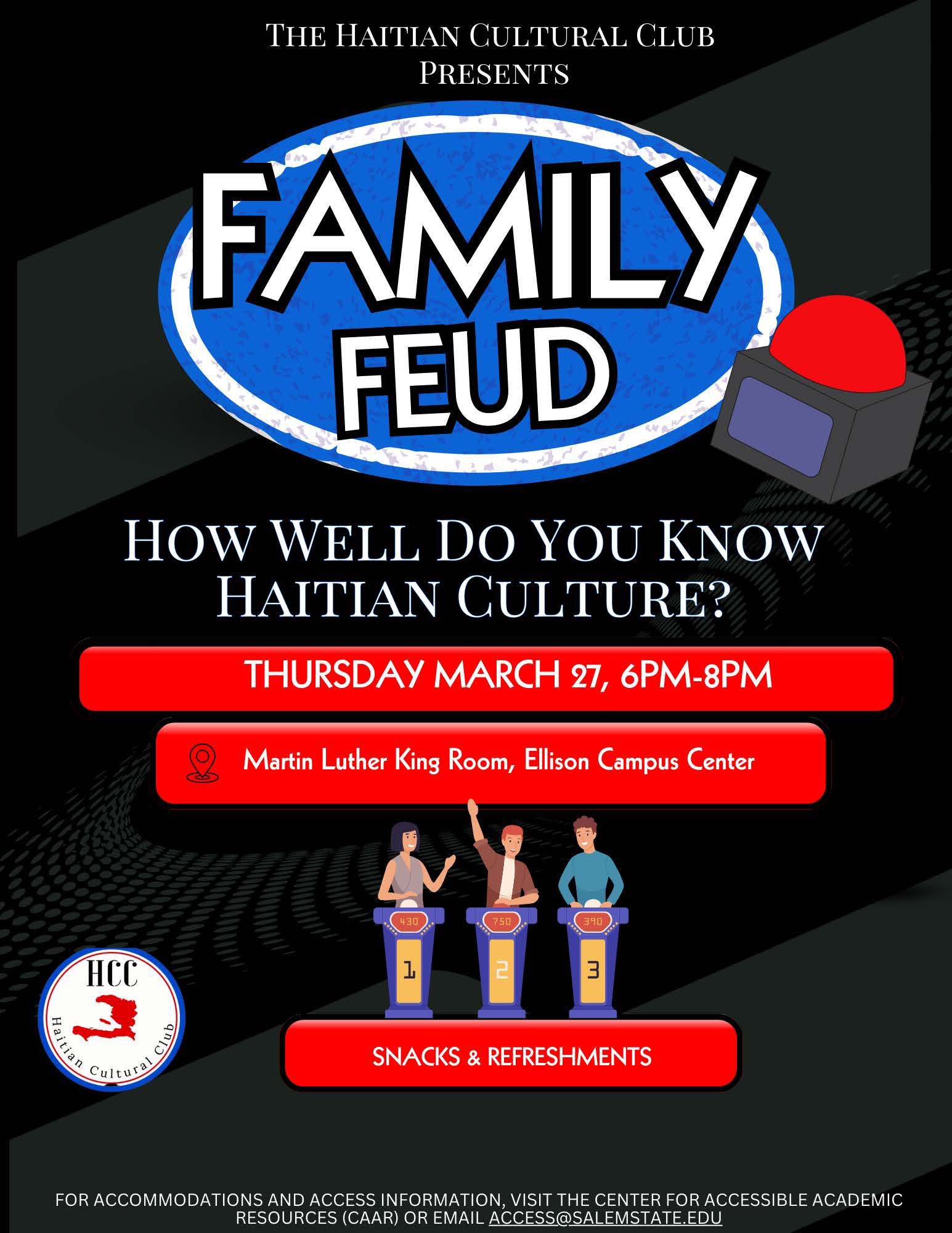 Flyer for HCC's Family Feud event