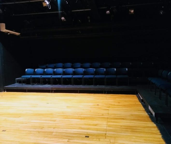 Black box theatre seats in the Callan Studio Theatre.