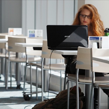 Student in the library