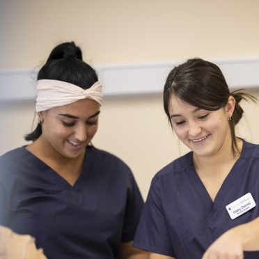 Students in nursing lab