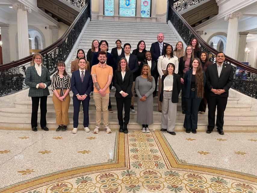 Group photo of Salem State students and elected officials at State House ASB 2024