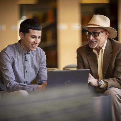 Anthony Flores '22 with his internship supervisor David Zeller