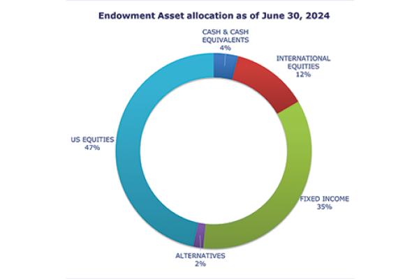 2024 Endowment Asset Allocation chart, June 30, 2024