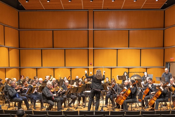 Instrumentalists on stage in the Salem State recital hall