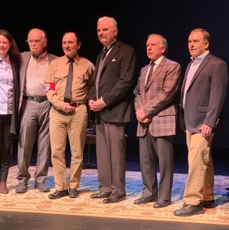 Photo of the cast and participants in the talk back after the performance of the play