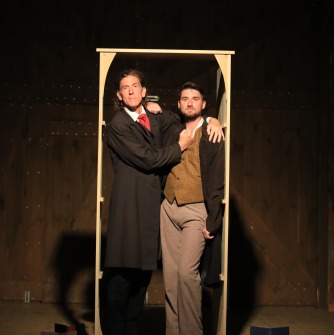 Tom Truss and Matthew Cumbie in a door frame in Rewritten