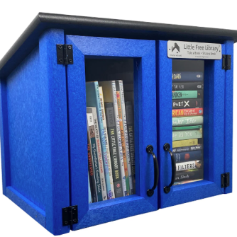 A blue box with books in it
